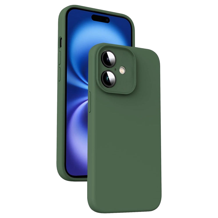 For iPhone 16 Plus Microfiber Liquid Silicone Shockproof Phone Case(Dark Green) - iPhone 16 Plus Cases by buy2fix | Online Shopping UK | buy2fix