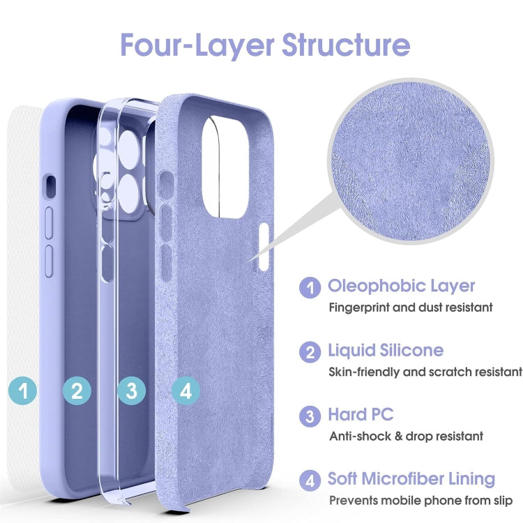 For iPhone 16 Plus Microfiber Liquid Silicone Shockproof Phone Case(Purple) - iPhone 16 Plus Cases by buy2fix | Online Shopping UK | buy2fix