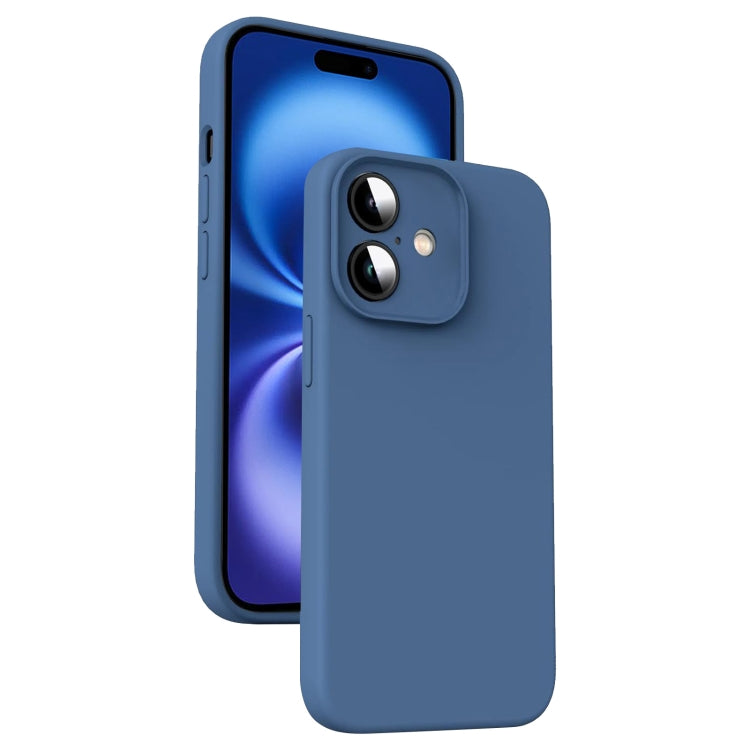 For iPhone 16 Plus Microfiber Liquid Silicone Shockproof Phone Case(Blue) - iPhone 16 Plus Cases by buy2fix | Online Shopping UK | buy2fix