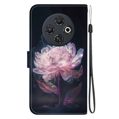 For Tecno Spark 30C Crystal Texture Colored Drawing Leather Phone Case(Purple Peony) - Tecno Cases by buy2fix | Online Shopping UK | buy2fix