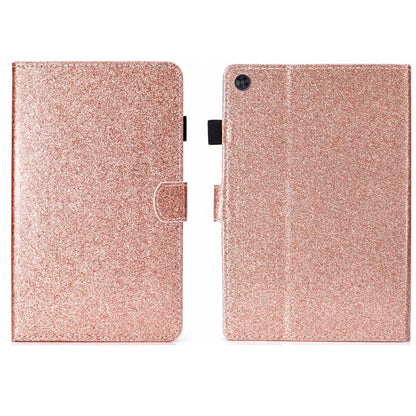 For Samsung Galaxy Tab A11+ / A9+ Glitter Powder Smart PU Tablet Case with Sleep / Wake-up Function(Rose Gold) by buy2fix