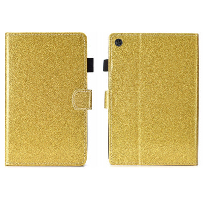 For Samsung Galaxy Tab A11+ / A9+ Glitter Powder Smart PU Tablet Case with Sleep / Wake-up Function(Gold) by buy2fix
