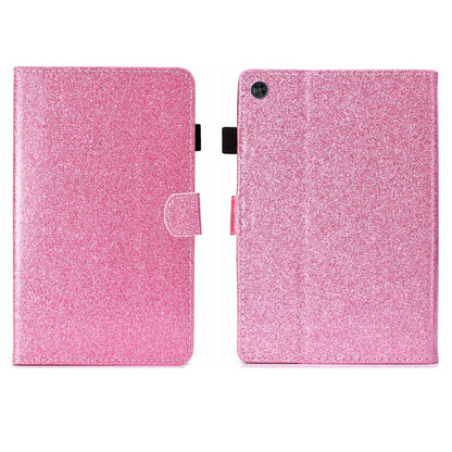 For Samsung Galaxy Tab A11 / A9 Glitter Powder Smart PU Tablet Case with Sleep / Wake-up Function(Pink) by buy2fix