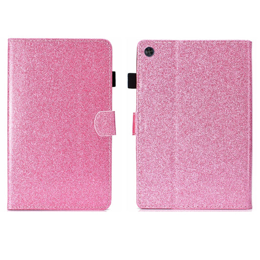 For Samsung Galaxy Tab A11 / A9 Glitter Powder Smart PU Tablet Case with Sleep / Wake-up Function(Pink) by buy2fix