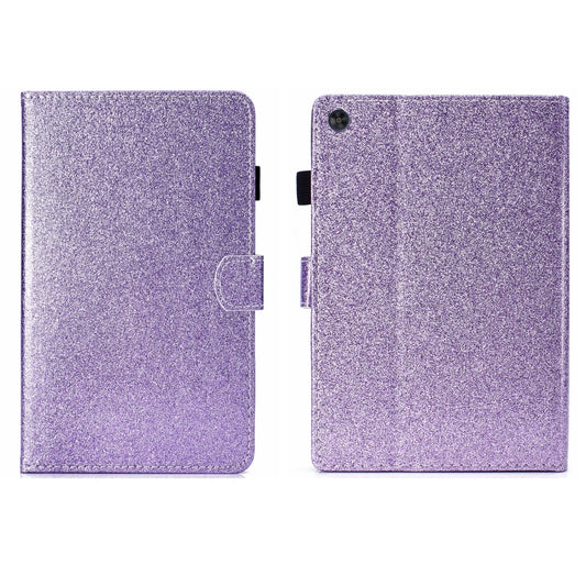 For Samsung Galaxy Tab A11 / A9 Glitter Powder Smart PU Tablet Case with Sleep / Wake-up Function(Purple) by buy2fix