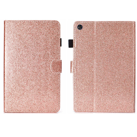 For Samsung Galaxy Tab A11 / A9 Glitter Powder Smart PU Tablet Case with Sleep / Wake-up Function(Rose Gold) by buy2fix