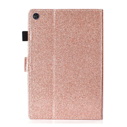 For Samsung Galaxy Tab A11 / A9 Glitter Powder Smart PU Tablet Case with Sleep / Wake-up Function(Rose Gold) by buy2fix