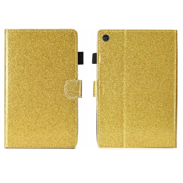 For Samsung Galaxy Tab A11 / A9 Glitter Powder Smart PU Tablet Case with Sleep / Wake-up Function(Gold) by buy2fix