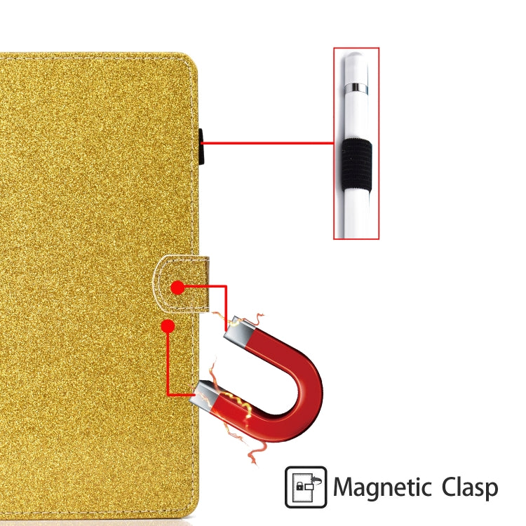 For Samsung Galaxy Tab A11 / A9 Glitter Powder Smart PU Tablet Case with Sleep / Wake-up Function(Gold) by buy2fix