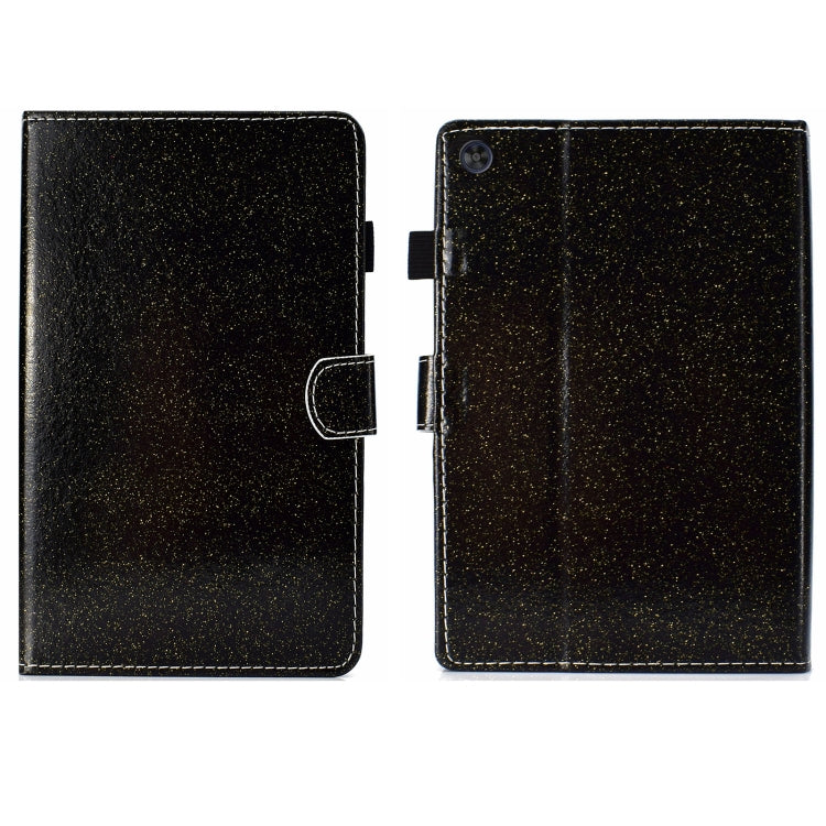 For Samsung Galaxy Tab A11 / A9 Glitter Powder Smart PU Tablet Case with Sleep / Wake-up Function(Black) by buy2fix
