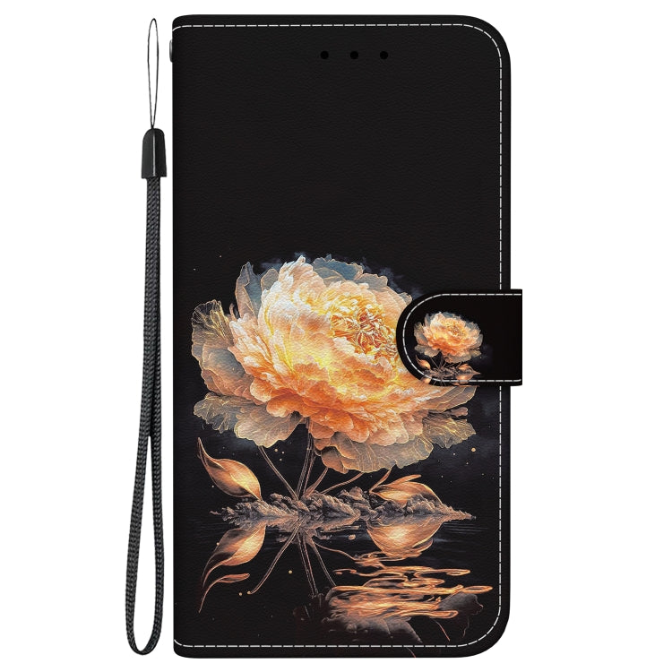 For Motorola Moto G Power 5G 2024 Crystal Texture Colored Drawing Leather Phone Case(Gold Peony) - Motorola Cases by buy2fix | Online Shopping UK | buy2fix