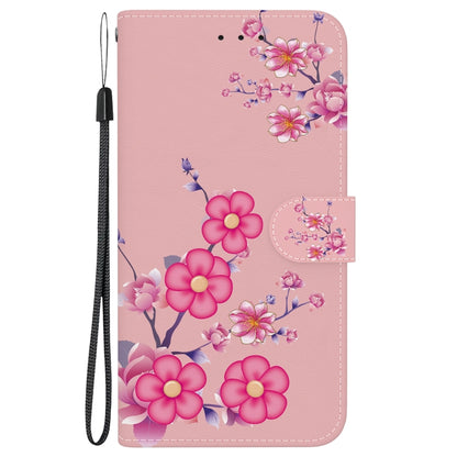 For Motorola Moto G Play 4G 2024 Crystal Texture Colored Drawing Leather Phone Case(Cherry Blossoms) - Motorola Cases by buy2fix | Online Shopping UK | buy2fix