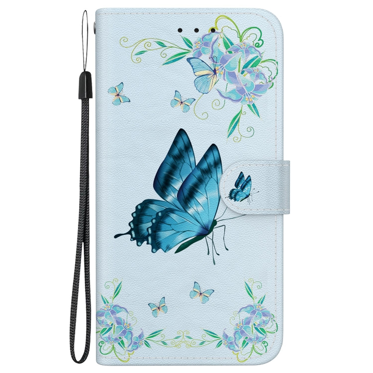 For Motorola Moto G Play 4G 2024 Crystal Texture Colored Drawing Leather Phone Case(Blue Pansies) - Motorola Cases by buy2fix | Online Shopping UK | buy2fix