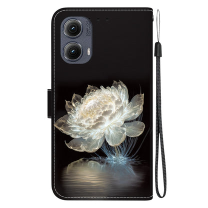 For Motorola Edge 2024 Crystal Texture Colored Drawing Leather Phone Case(Crystal Peony) by buy2fix