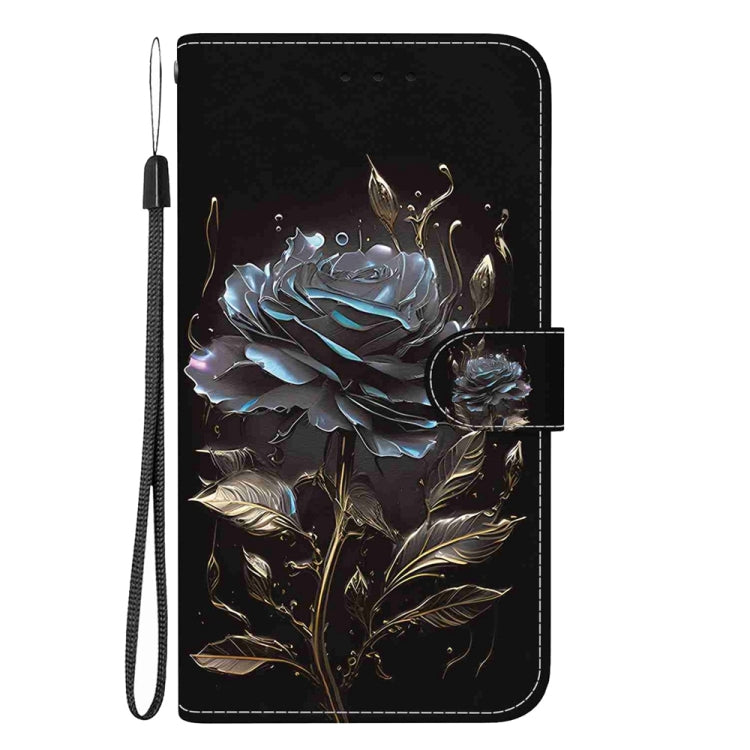 For Motorola Edge 2024 Crystal Texture Colored Drawing Leather Phone Case(Black Rose) - Motorola Cases by buy2fix | Online Shopping UK | buy2fix