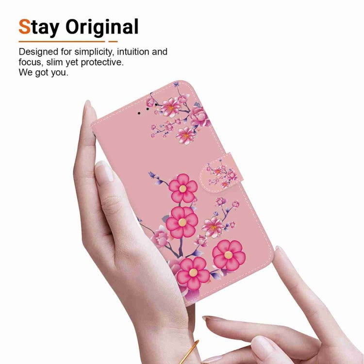 For Motorola Edge 2024 Crystal Texture Colored Drawing Leather Phone Case(Cherry Blossoms) - Motorola Cases by buy2fix | Online Shopping UK | buy2fix