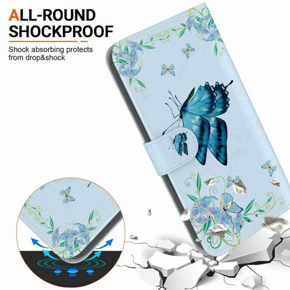 For Motorola Edge 2024 Crystal Texture Colored Drawing Leather Phone Case(Blue Pansies) - Motorola Cases by buy2fix | Online Shopping UK | buy2fix