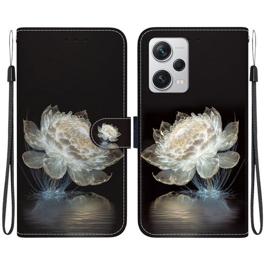 For Xiaomi Redmi Note 12 Pro+ Crystal Texture Colored Drawing Leather Phone Case(Crystal Peony) - Xiaomi Cases by buy2fix | Online Shopping UK | buy2fix