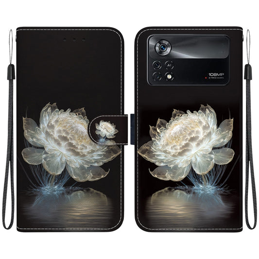 For Xiaomi Poco X4 Pro 5G Crystal Texture Colored Drawing Leather Phone Case(Crystal Peony) - Xiaomi Cases by buy2fix | Online Shopping UK | buy2fix