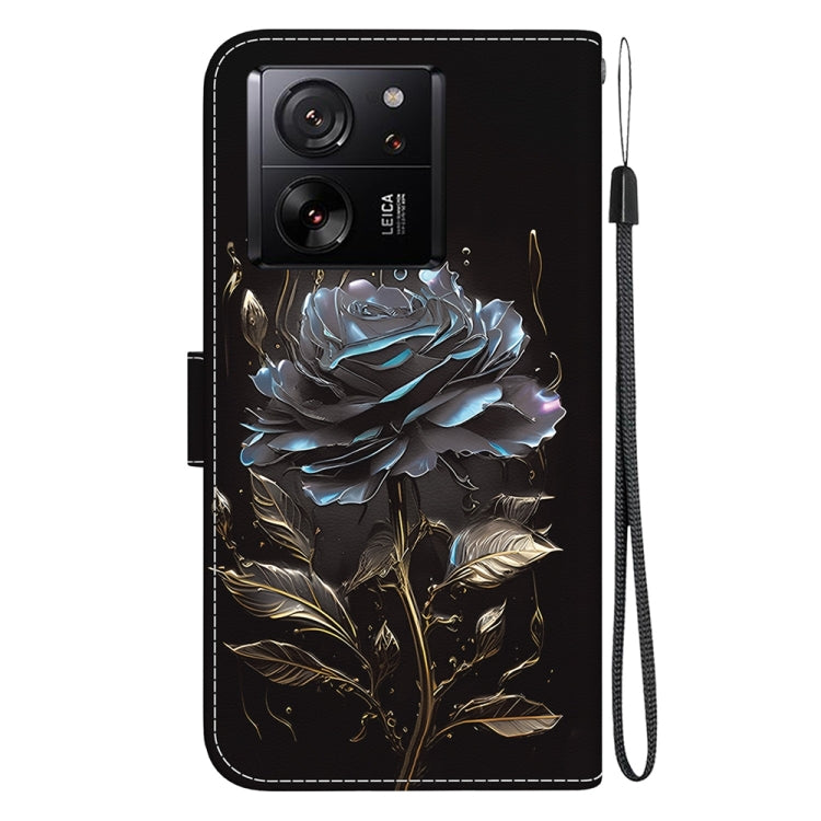 For Xiaomi 13T / 13T Pro / Redmi K60 Ultra Crystal Texture Colored Drawing Leather Phone Case(Black Rose) - Redmi K60 Ultra Cases by buy2fix | Online Shopping UK | buy2fix