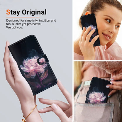 For Xiaomi Poco M6 Pro 4G Crystal Texture Colored Drawing Leather Phone Case(Purple Peony) - Xiaomi Cases by buy2fix | Online Shopping UK | buy2fix
