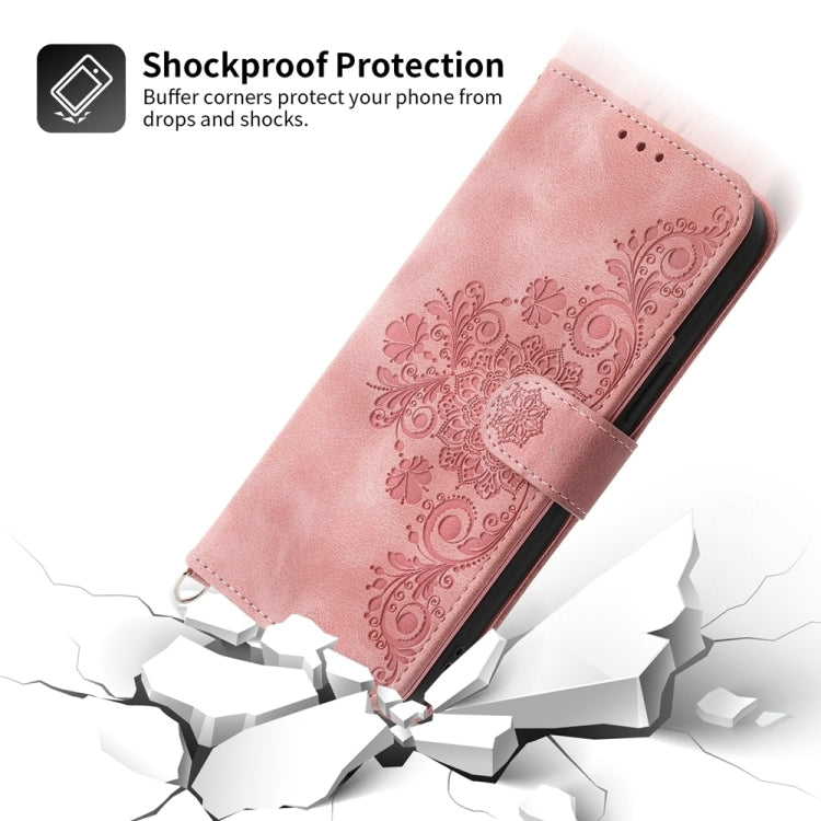 For iPhone 16 Pro Max Skin-feel Flowers Embossed Wallet Leather Phone Case(Pink) - iPhone 16 Pro Max Cases by buy2fix | Online Shopping UK | buy2fix