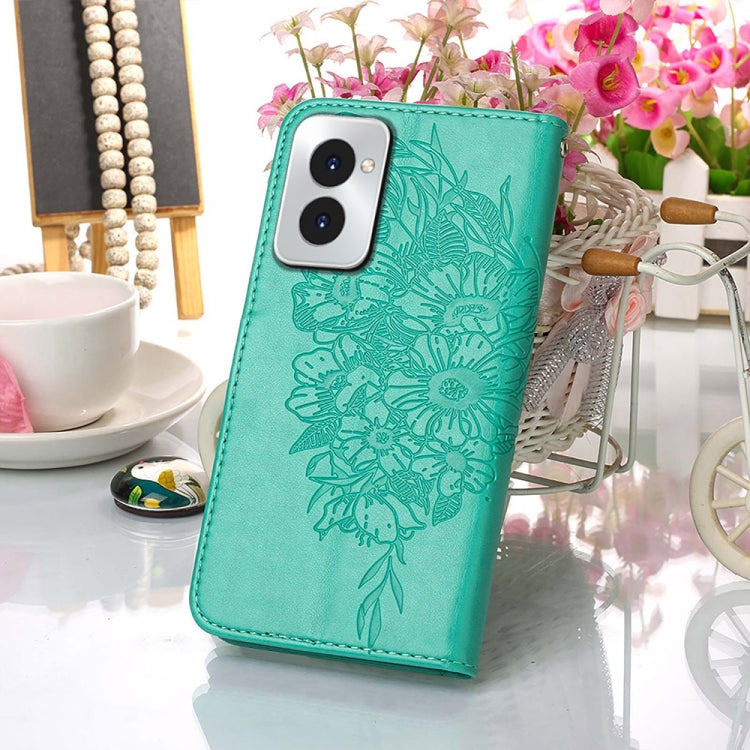 For Motorola Moto G Power 5G 2024 Embossed Butterfly Leather Phone Case(Green) - Motorola Cases by buy2fix | Online Shopping UK | buy2fix