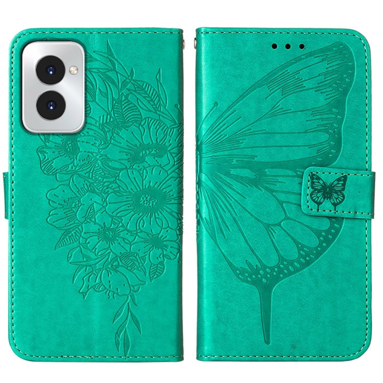 For Motorola Moto G Power 5G 2024 Embossed Butterfly Leather Phone Case(Green) - Motorola Cases by buy2fix | Online Shopping UK | buy2fix