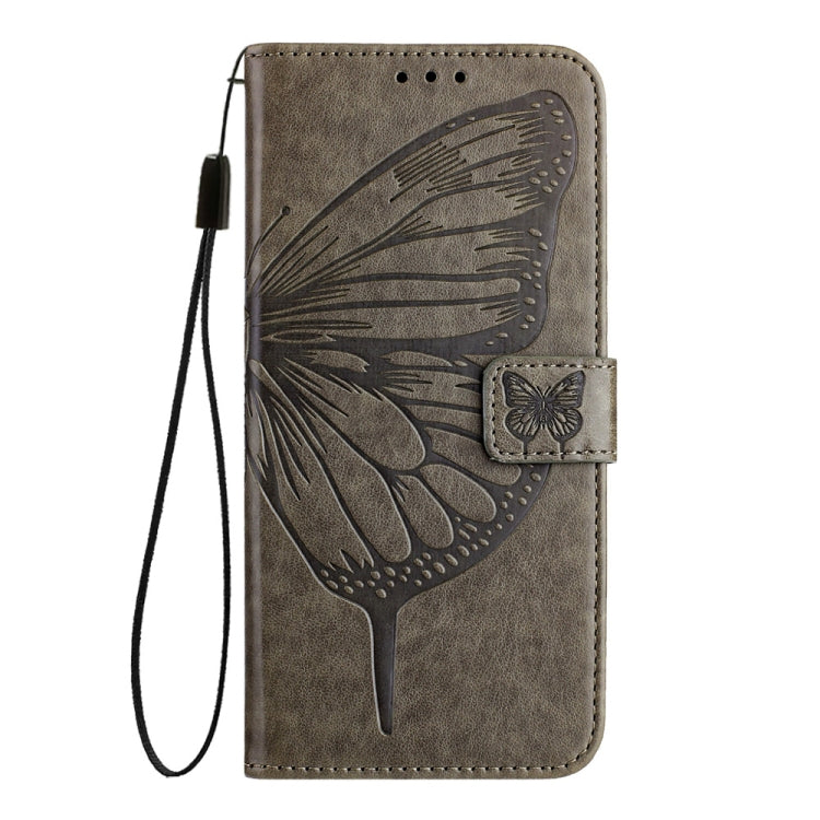 For Motorola Edge 50 Pro Embossed Butterfly Leather Phone Case(Grey) - Motorola Cases by buy2fix | Online Shopping UK | buy2fix