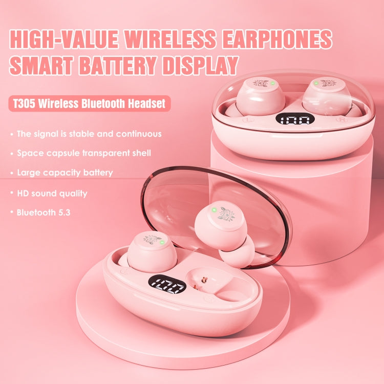 ONIKUMA T305 Digital Display Wireless Bluetooth Earphone(Pink) - Bluetooth Earphone by ONIKUMA | Online Shopping UK | buy2fix