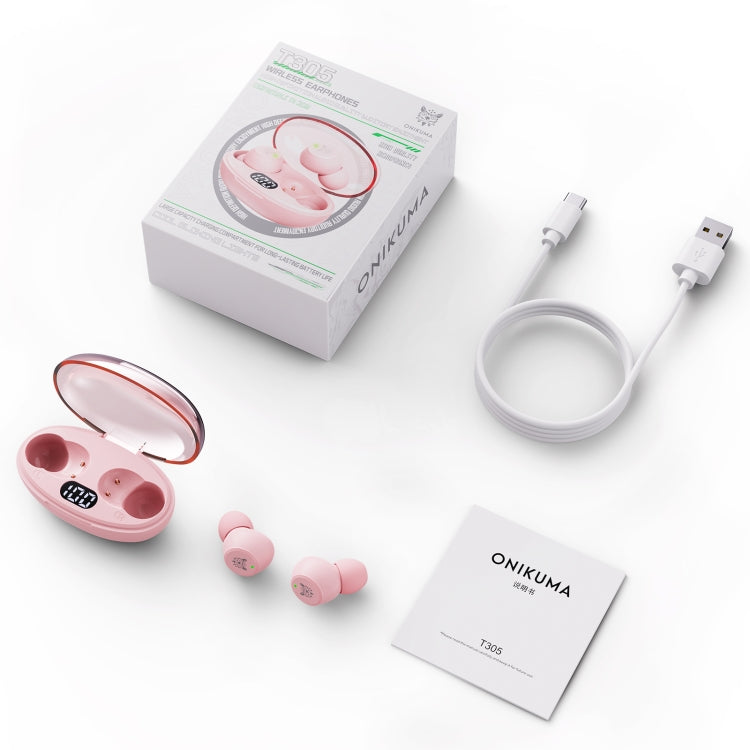 ONIKUMA T305 Digital Display Wireless Bluetooth Earphone(Pink) - Bluetooth Earphone by ONIKUMA | Online Shopping UK | buy2fix