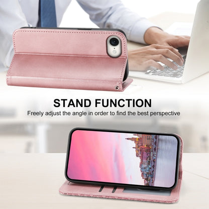 For iPhone SE 2024 Cubic Grid Calf Texture Magnetic Leather Phone Case(Rose Gold) - More iPhone Cases by buy2fix | Online Shopping UK | buy2fix