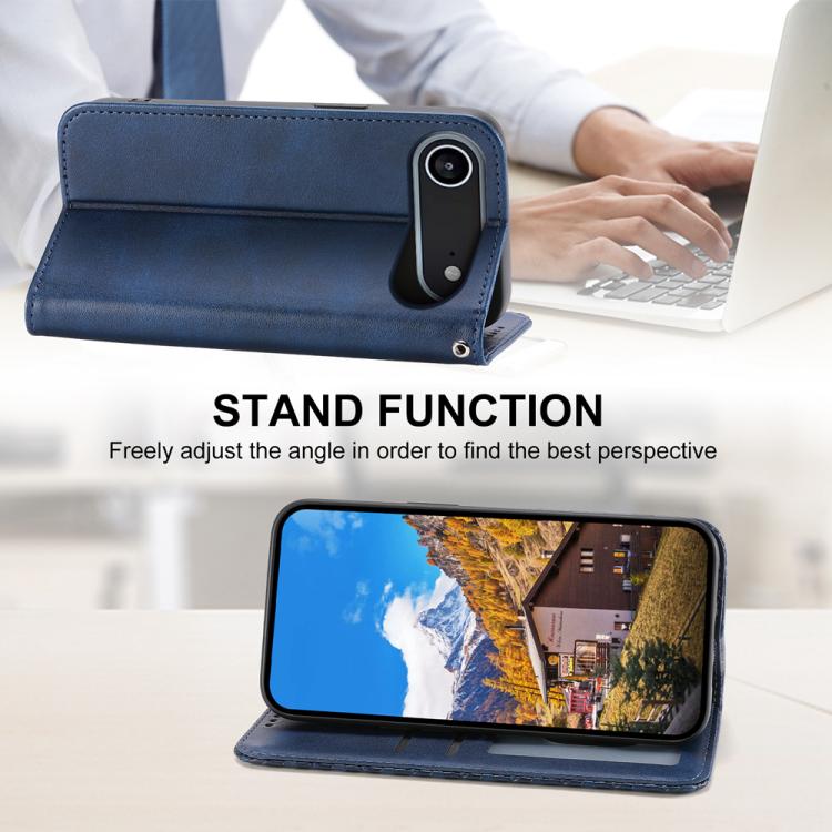 For iPhone Air Cubic Grid Calf Texture Magnetic Leather Phone Case(Blue) - iPhone Air Cases by buy2fix | Online Shopping UK | buy2fix