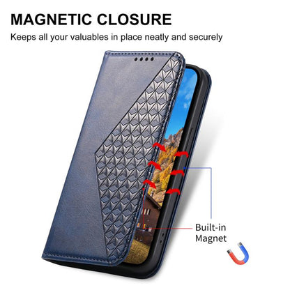 For iPhone Air Cubic Grid Calf Texture Magnetic Leather Phone Case(Blue) - iPhone Air Cases by buy2fix | Online Shopping UK | buy2fix