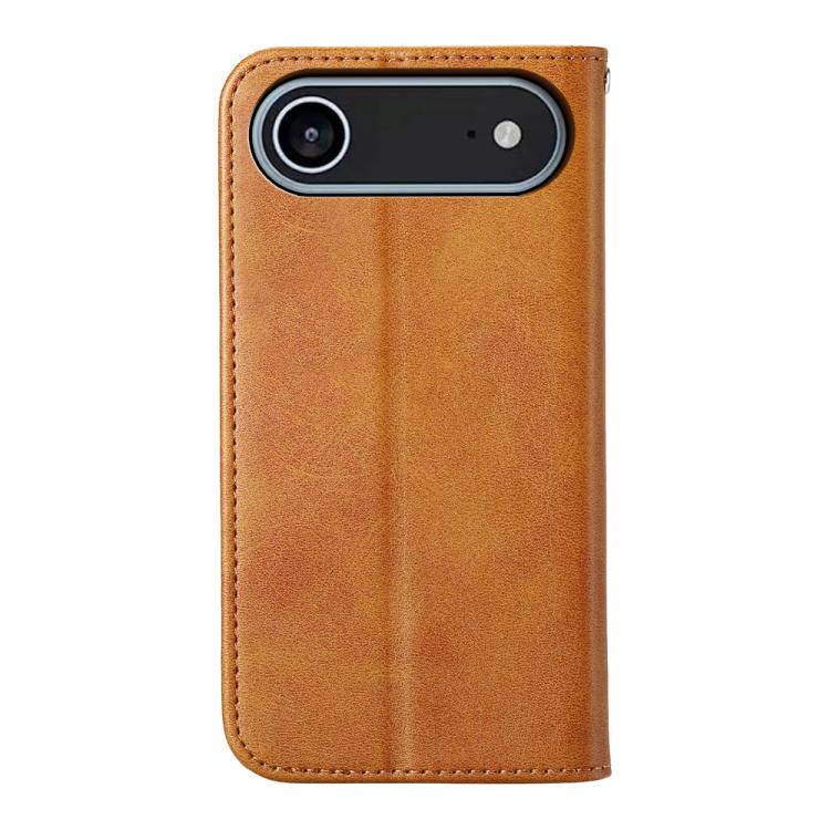 For iPhone Air Cubic Grid Calf Texture Magnetic Leather Phone Case(Yellow) - iPhone Air Cases by buy2fix | Online Shopping UK | buy2fix