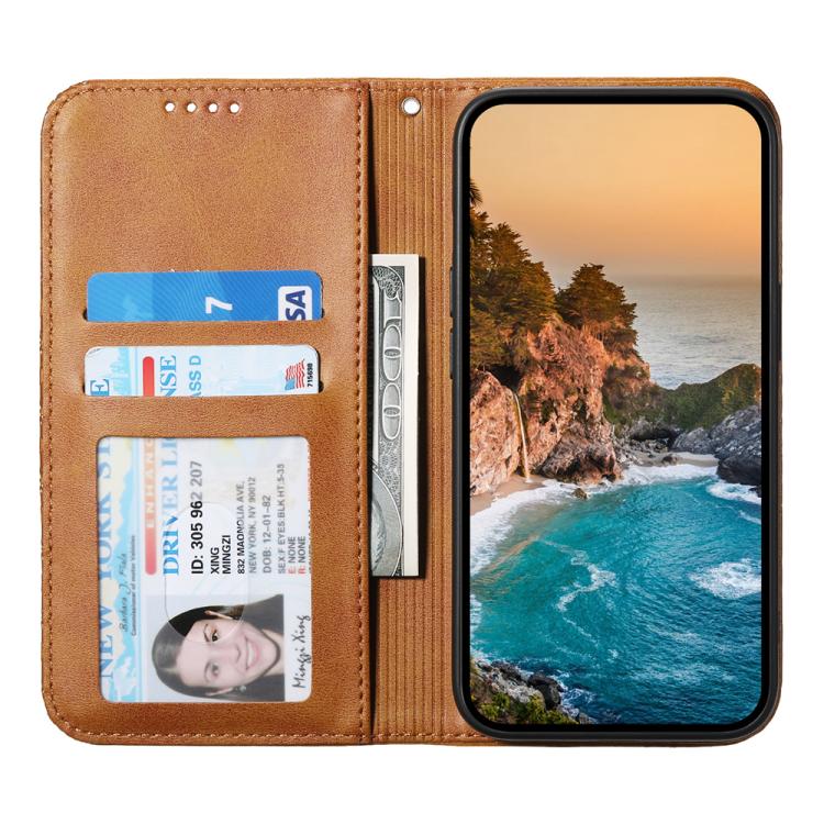 For iPhone Air Cubic Grid Calf Texture Magnetic Leather Phone Case(Yellow) - iPhone Air Cases by buy2fix | Online Shopping UK | buy2fix