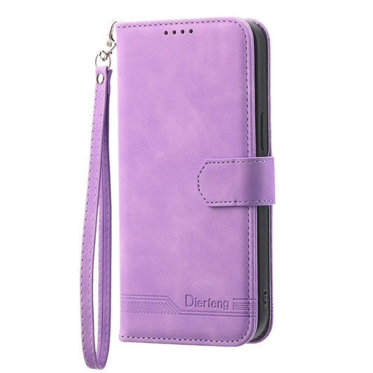 For iPhone 16 Dierfeng Dream Line TPU Hybrid PU Leather Phone Case(Purple) by buy2fix