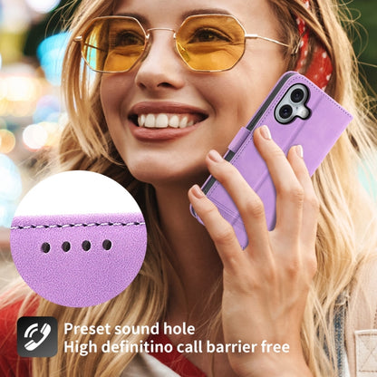 For iPhone 16 Dierfeng Dream Line TPU + PU Leather Phone Case(Purple) - iPhone 16 Cases by buy2fix | Online Shopping UK | buy2fix