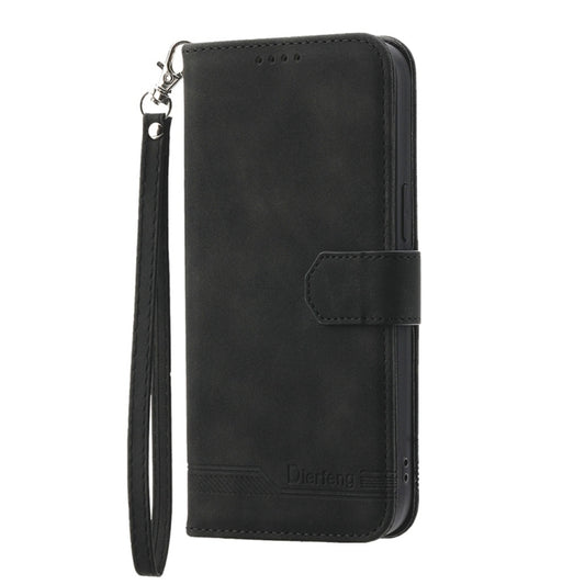 For iPhone 16e Dierfeng Dream Line TPU Hybrid PU Leather Phone Case(Black) by buy2fix