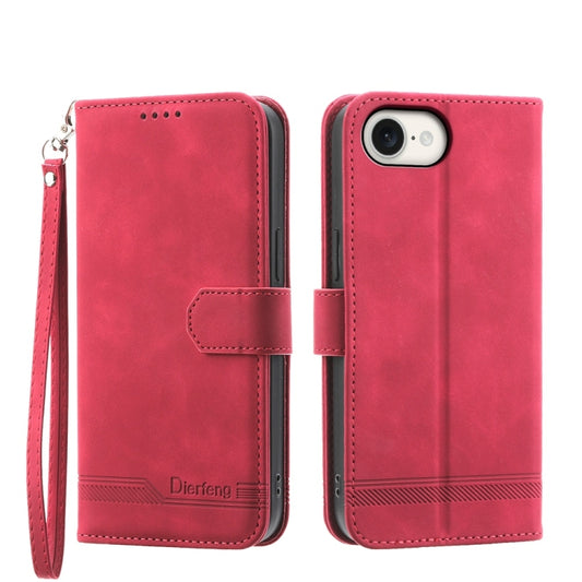 For iPhone SE 2024 Dierfeng Dream Line TPU + PU Leather Phone Case(Red) - More iPhone Cases by buy2fix | Online Shopping UK | buy2fix