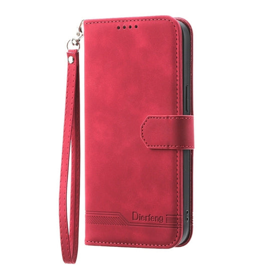 For iPhone 16e Dierfeng Dream Line TPU Hybrid PU Leather Phone Case(Red) by buy2fix