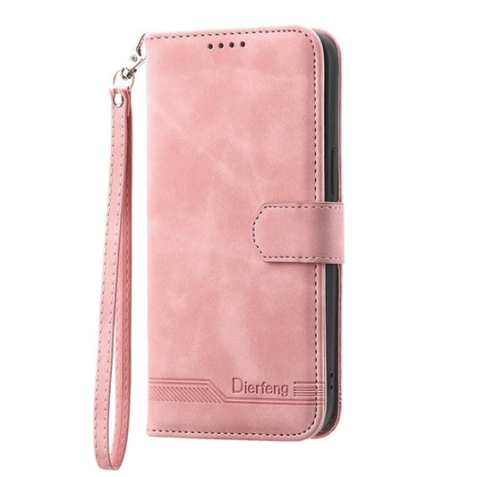 For iPhone 16e Dierfeng Dream Line TPU Hybrid PU Leather Phone Case(Pink) by buy2fix