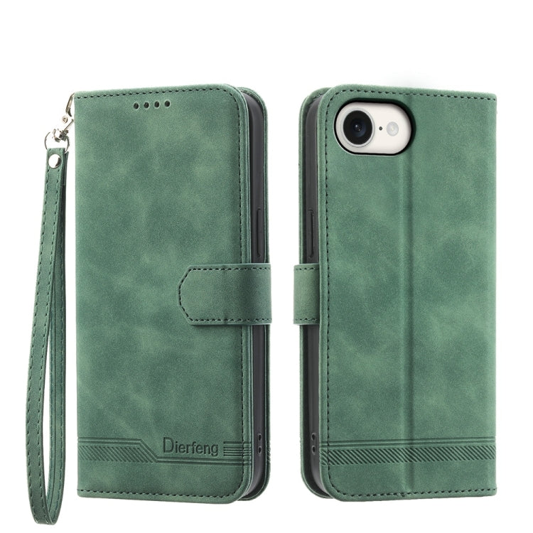 For iPhone SE 2024 Dierfeng Dream Line TPU + PU Leather Phone Case(Green) - More iPhone Cases by buy2fix | Online Shopping UK | buy2fix