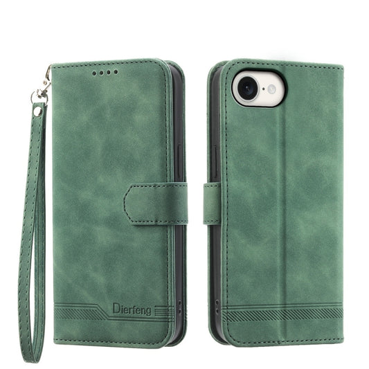 For iPhone SE 2024 Dierfeng Dream Line TPU + PU Leather Phone Case(Green) - More iPhone Cases by buy2fix | Online Shopping UK | buy2fix