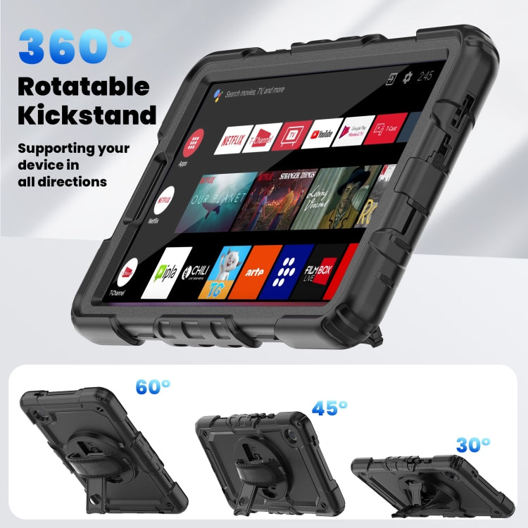 For Samsung Galaxy Tab A9 Silicone + PC Tablet Case with Shoulder Strap(Black) - Galaxy Tab A9 by buy2fix | Online Shopping UK | buy2fix
