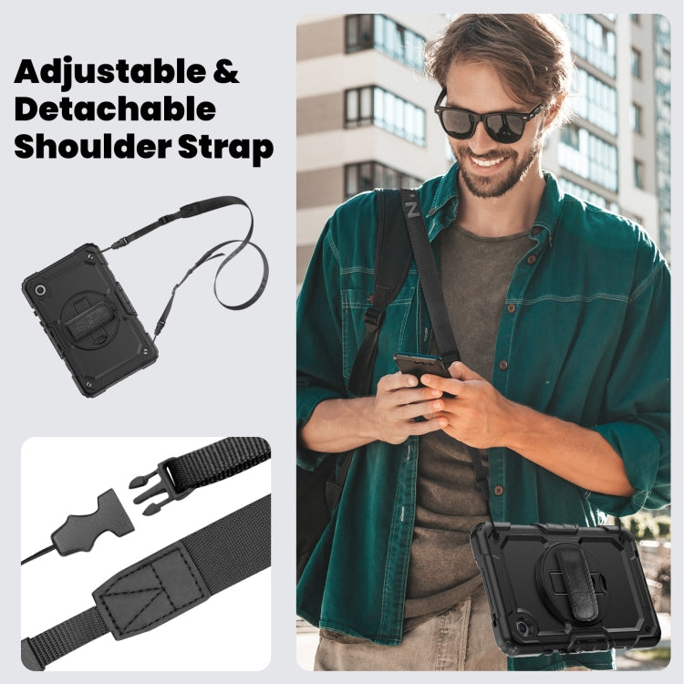 For Samsung Galaxy Tab A9 Silicone + PC Tablet Case with Shoulder Strap(Black) - Galaxy Tab A9 by buy2fix | Online Shopping UK | buy2fix