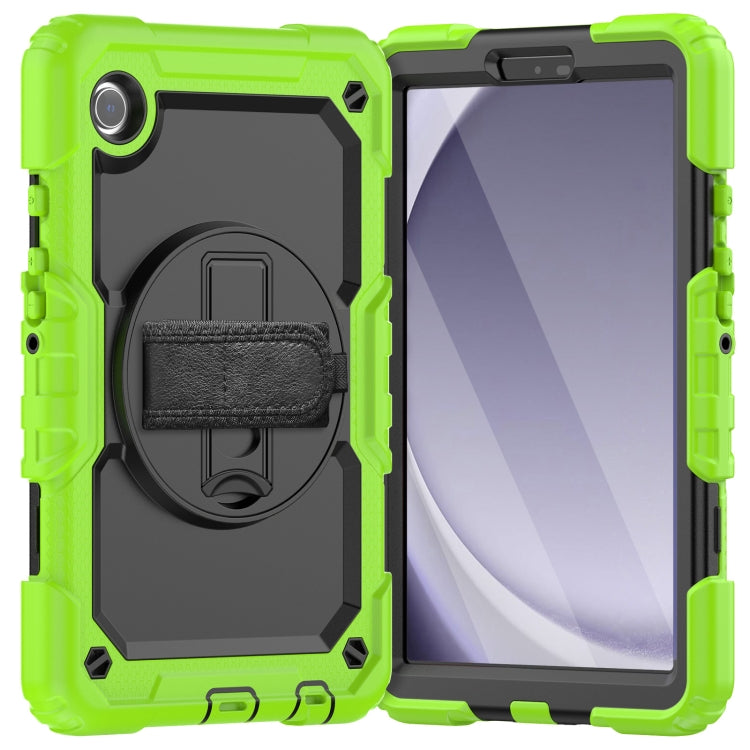 For Samsung Galaxy Tab A9 Silicone + PC Tablet Case with Shoulder Strap(Yellow Green+Black) - Galaxy Tab A9 by buy2fix | Online Shopping UK | buy2fix