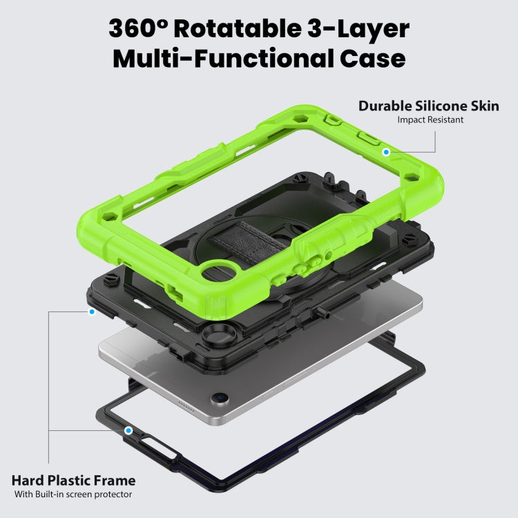 For Samsung Galaxy Tab A9 Silicone + PC Tablet Case with Shoulder Strap(Yellow Green+Black) - Galaxy Tab A9 by buy2fix | Online Shopping UK | buy2fix