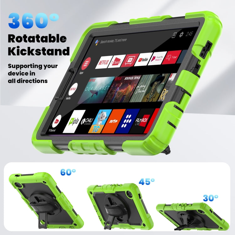 For Samsung Galaxy Tab A9 Silicone + PC Tablet Case with Shoulder Strap(Yellow Green+Black) - Galaxy Tab A9 by buy2fix | Online Shopping UK | buy2fix