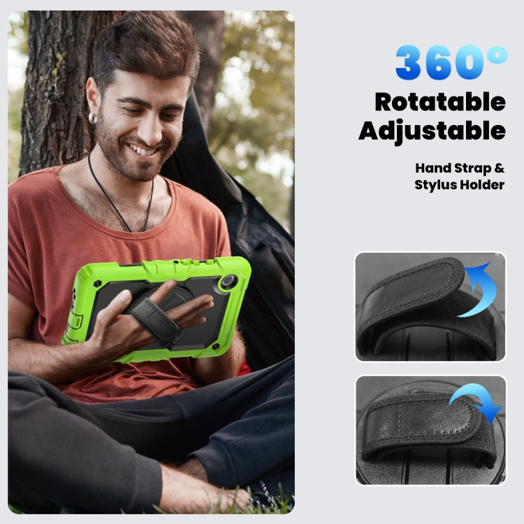 For Samsung Galaxy Tab A9 Silicone + PC Tablet Case with Shoulder Strap(Yellow Green+Black) - Galaxy Tab A9 by buy2fix | Online Shopping UK | buy2fix